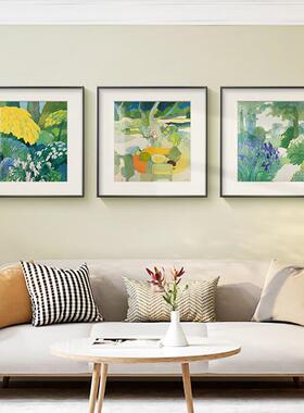 欧JSR式客厅沙背景装饰画抽象色绿景餐厅挂画发酒店简风约方形壁