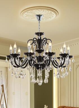 复古法式黑色客厅吊间灯水房主灯轻奢欧式晶高端大大气餐WHB厅灯