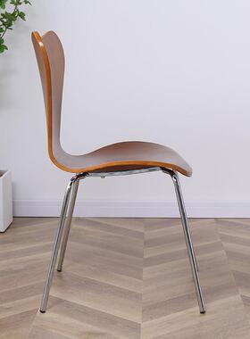 伽罗生活C07柚木弯板艺金属椅7椅V55343intage铁号弹性背蚂蚁椅板