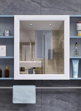 洗手间室梳妆镜子浴镜柜挂墙QGP式柜镜储箱带置物架防水物收纳卫