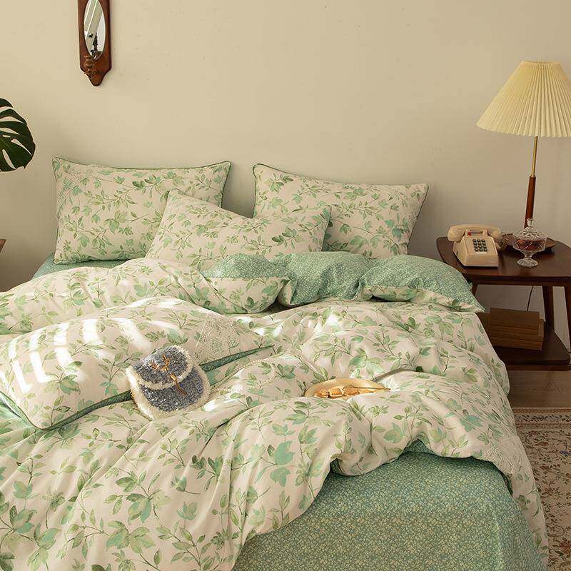 20GFP25新款全棉花套四件套小清花卉蕾丝边嵌条纯棉印斜纹1新3372