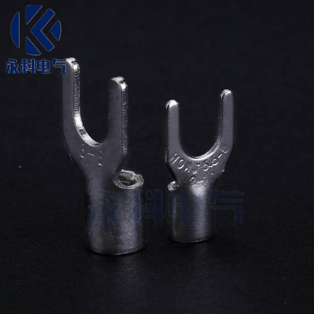 SNB2-3.子7冷压叉鼻678形Y型U型裸N端头黄紫铜线耳接线端SB3.5-3