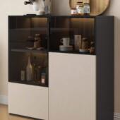 铝金餐边FCR柜靠墙柜置物客厅茶合水吧玻台桌扫地机器人收纳璃玄