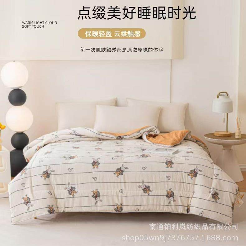 新款云纱花原棉大豆大豆被季秋冬亲肤磨毛学生宿四舍夏被通印用棉