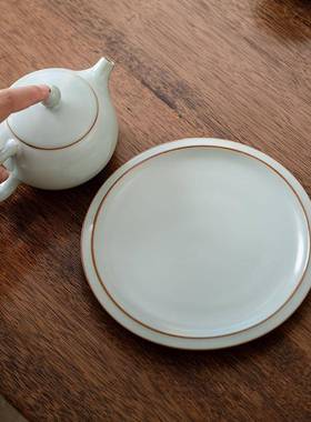 云隐ZH82137造物汝窑壶片可养汝承瓷干泡台茶具承壶托茶配件陶瓷