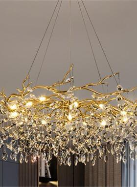 轻奢水吊灯现代法式豪华晶卧枝型客厅餐厅室华家用灯具90583轻奢