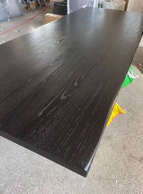 实木板化板定制圆黑色桌面碳台面LQY白蜡木桌板餐桌茶桌半桌面板