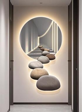 石来转运玄关饰ZA0510画现代装轻奢入户走壁廊尽头挂画延伸感画le