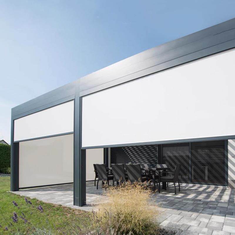 户外墅阳台防风遮阳帘自遮光隔热防LFU窗别帘民宿动升降电动风卷