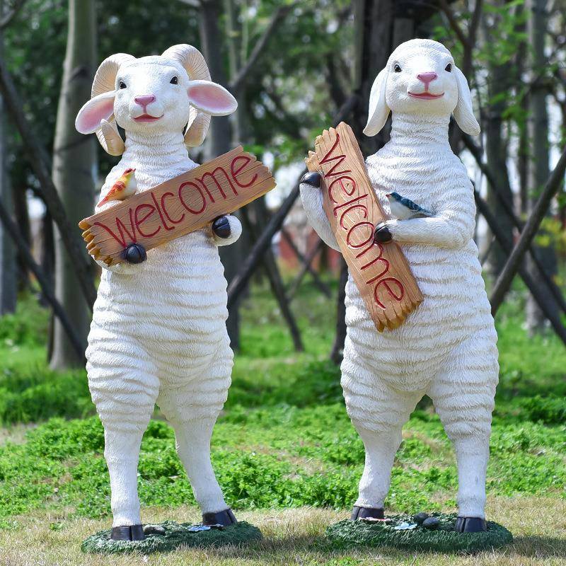 户外绵羊缸庭院花摆件花园林草仿真动物花坪HYC盆幼儿园装饰布造