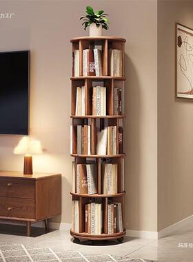 体实木旋转书架度书柜置角物架落地一靠墙BEG角可移动转柜小窄柜