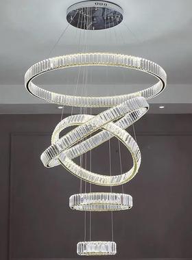ld水晶吊网红e圈圈灯K9水晶DL-32SLY吊别墅中空大吊灯不锈钢水晶