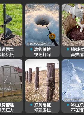 锂电大功电动地钻充电挖坑种树打机果园农洞用种植NEG机率钻孔打