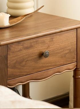 法式复古储物柜26207柜田园美式黑胡桃全木床头柜抽屉风实收木床