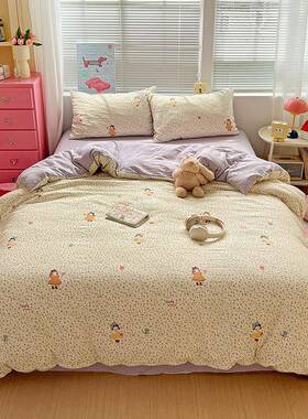 新款皱皱纱件全被棉双层纱布被套NNE罩床笠床单学生宿套舍三件四