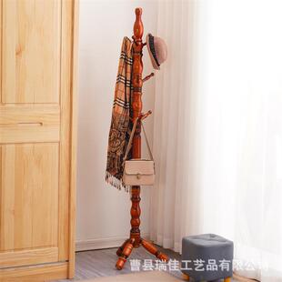 9.26实木衣架卧室房间挂衣架落地挂门架口创衣帽意立式衣杆木质衣