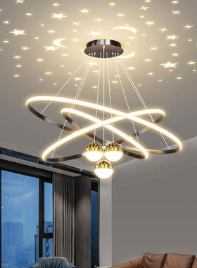 能金色客厅19507吊灯现代大气三球圆环吊灯轻智奢星空餐吧顶台灯