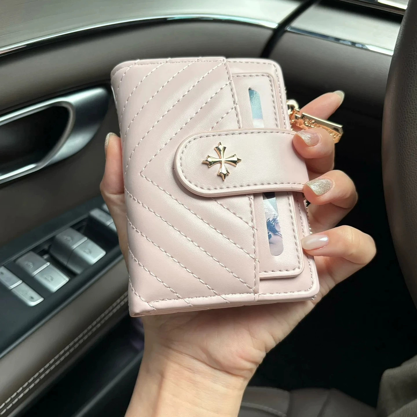 韩系短款钱包女新款高级感便携多功能证件包多卡位零钱包卡包一体