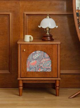 十UIN三月舍樱桃木复古床头柜木卧法式实床边柜室矮国风储物柜小