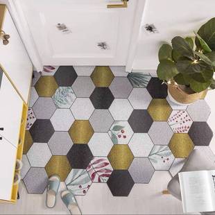 现代简约地轻异奢丝圈地毯玄浴关室pvc垫不规则形1688可裁剪防滑