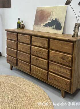 老关榆九木斗多层玄柜KAD榆木家具斗柜柜客厅餐边柜新中式储物柜