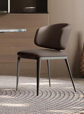 意极简餐椅家用椅现代轻奢靠背个性餐厅闲座超纤式休皮耐磨HAW凳