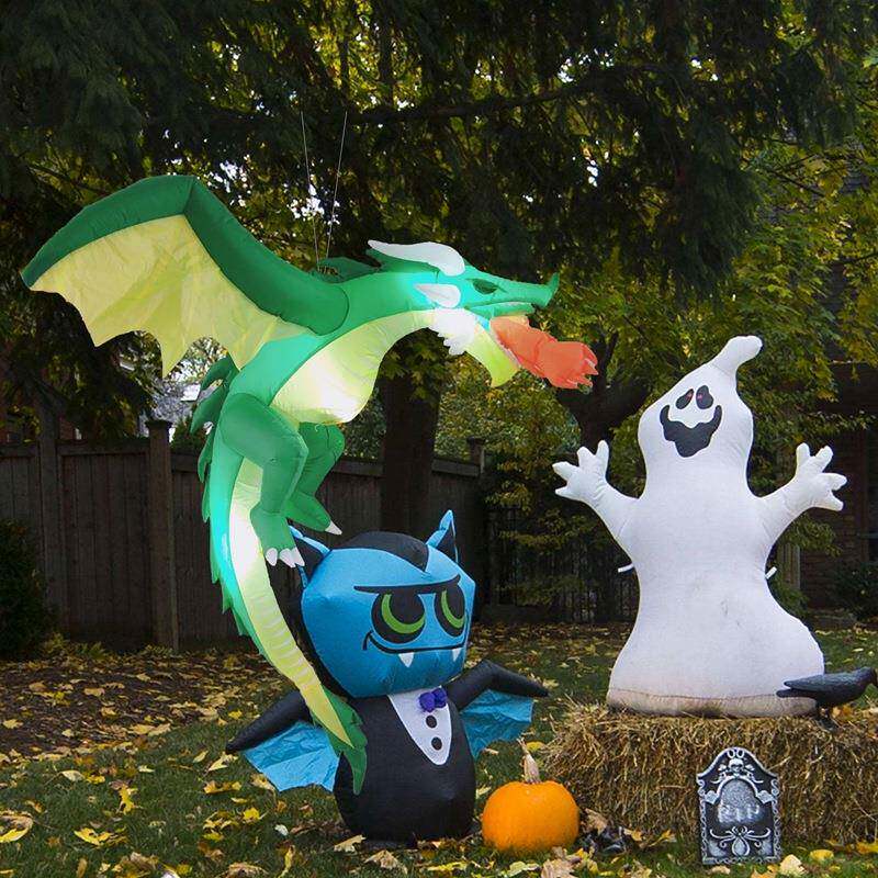 万圣节飞装饰道具龙挂充发气气模鬼节光饰万圣UXQ节飞龙模型户外