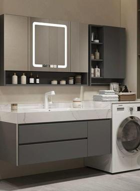 洗阳台衣柜一室体组XLB池合岩板陶瓷无缝盆浴柜洗手现代简约洗漱