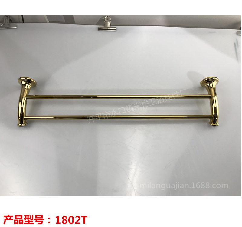 金色水晶双杆毛巾杆 浴室双杆毛巾架 钻石头双杆毛巾架
