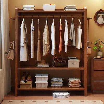 木衣架落地卧室挂衣架NSA纳用衣帽架实房间简易放衣服家架子床尾