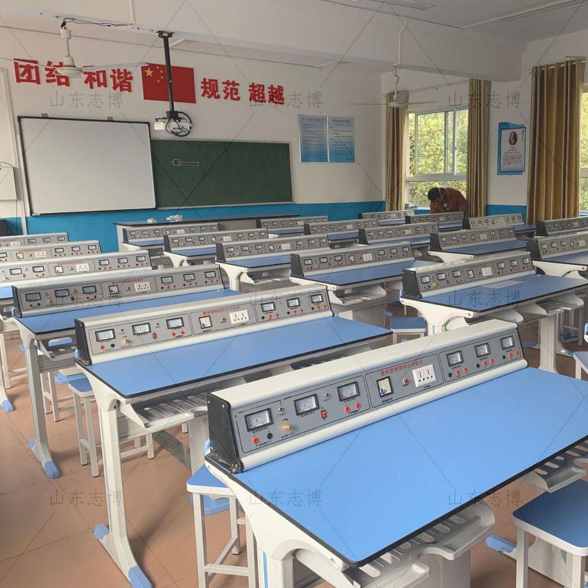 新型实验室工字型实验台实验室整体方案电学通风带水理化生实验桌