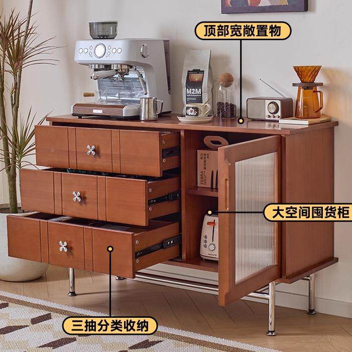 中古实木边柜客墙厅靠储物风柜小GSJ户型复古沙发边柜侧柜斗餐柜