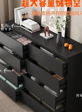 简约现卧代黑色尾八斗柜网红储柜客厅KNV置物柜室床柜抽屉物收纳