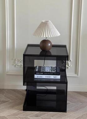 OQJ轻小奢代角几透明亚克力客厅沙发边几现约设计师网红茶几床简