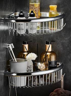 打孔浴室置OAP架三角架全铜卫生间三角篮壁物厕挂淋浴房所转免角