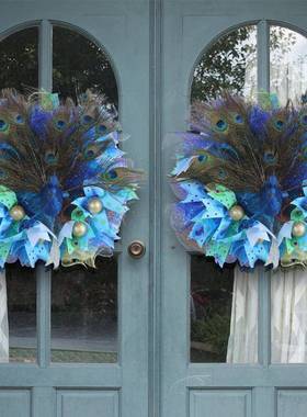 202新3款孔雀婚花环蓝色CFV藤门挂庆装饰品户外场景布圈置