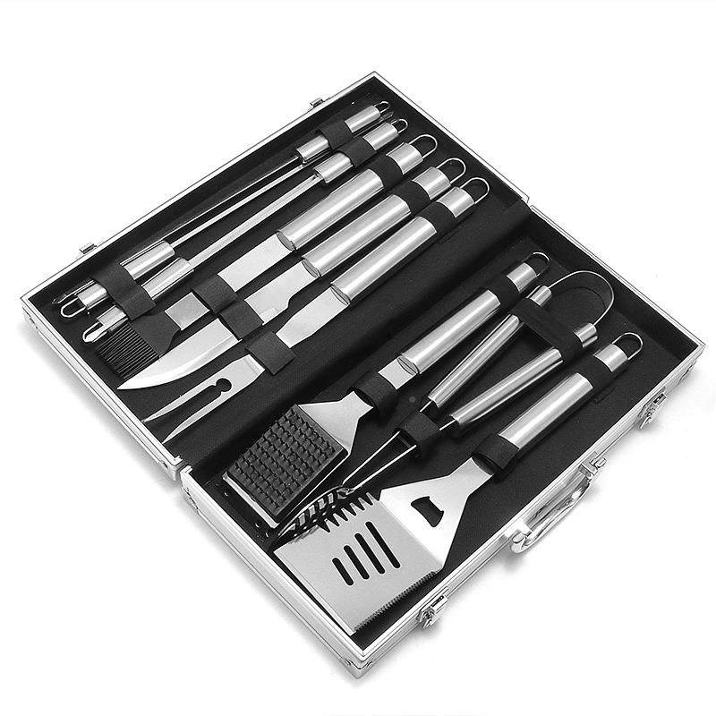 不烤锈钢家用户外烧工签具10件套BBQ铝CSV箱烧烤铲套叉夹组合装