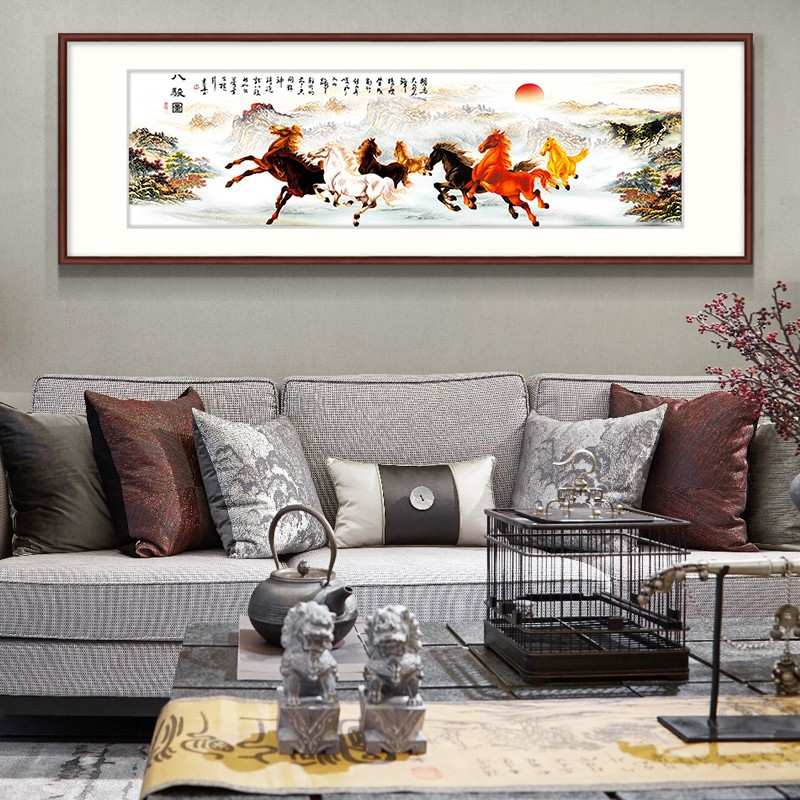 马到成功壁画 八骏图挂画 马客厅沙发背景墙装饰画八匹骏马字画