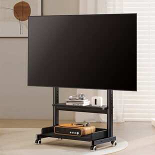 通用可移动电视支架带柜落地架子客厅带轮推车多功能升降艺术挂架
