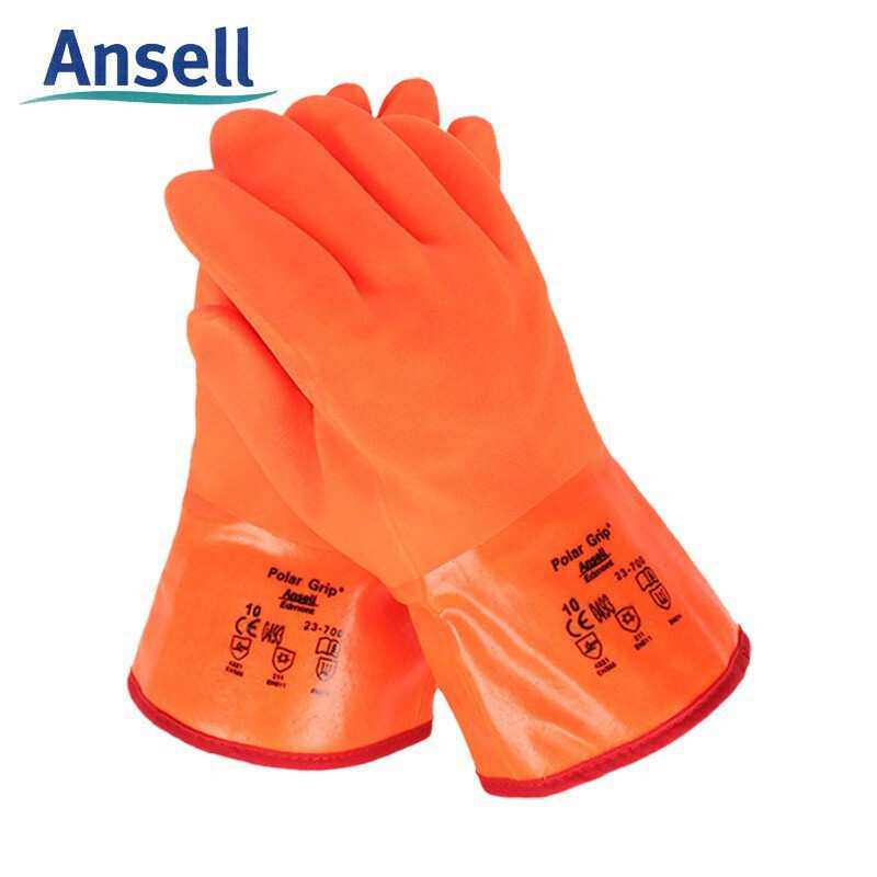 安思尔Ansell23-700防寒防水耐低温-30度防化学品PVC冷库手套10码