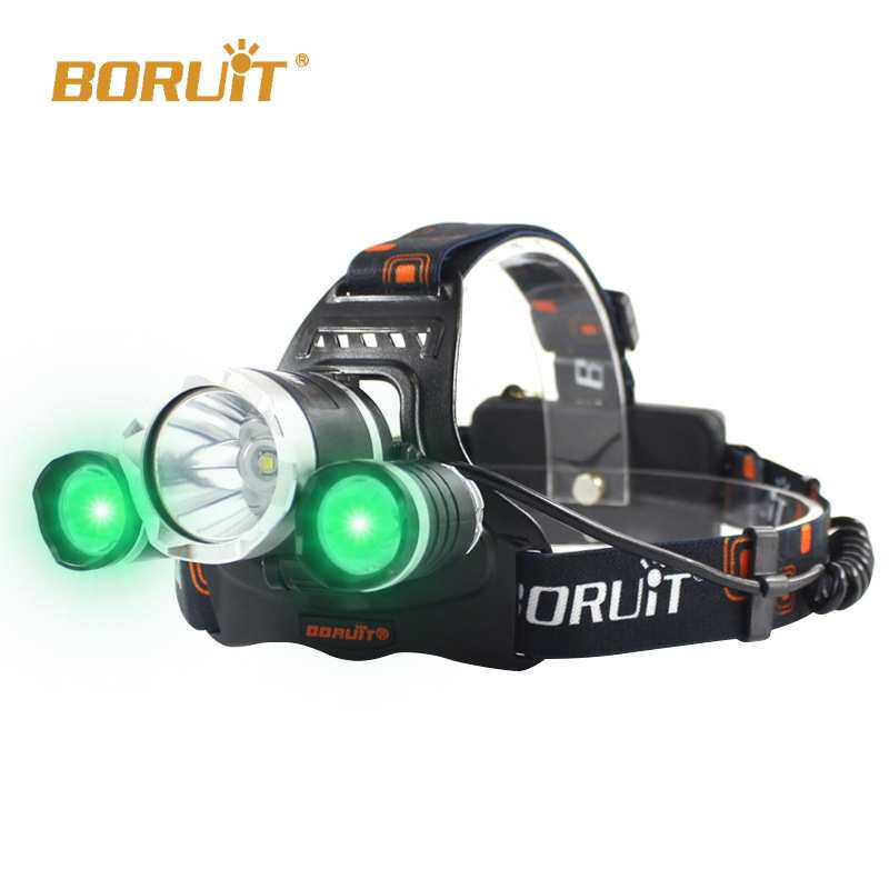 BORUiT户外照明绿光头灯LED强光夜钓露营工作灯USB充电头灯厂家