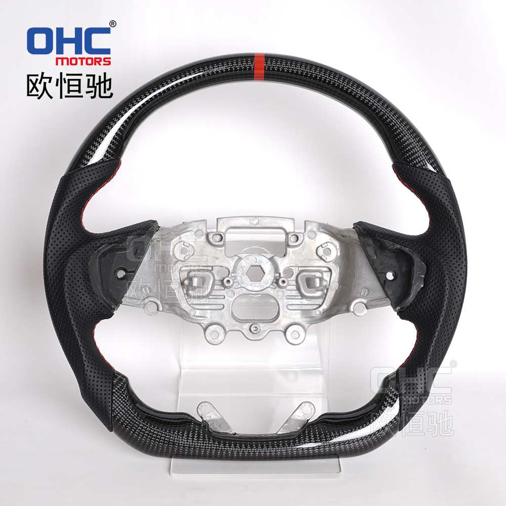 适用福特2022+FORD RangerT9/EVEREST碳纤维方向盘平底运动打孔皮