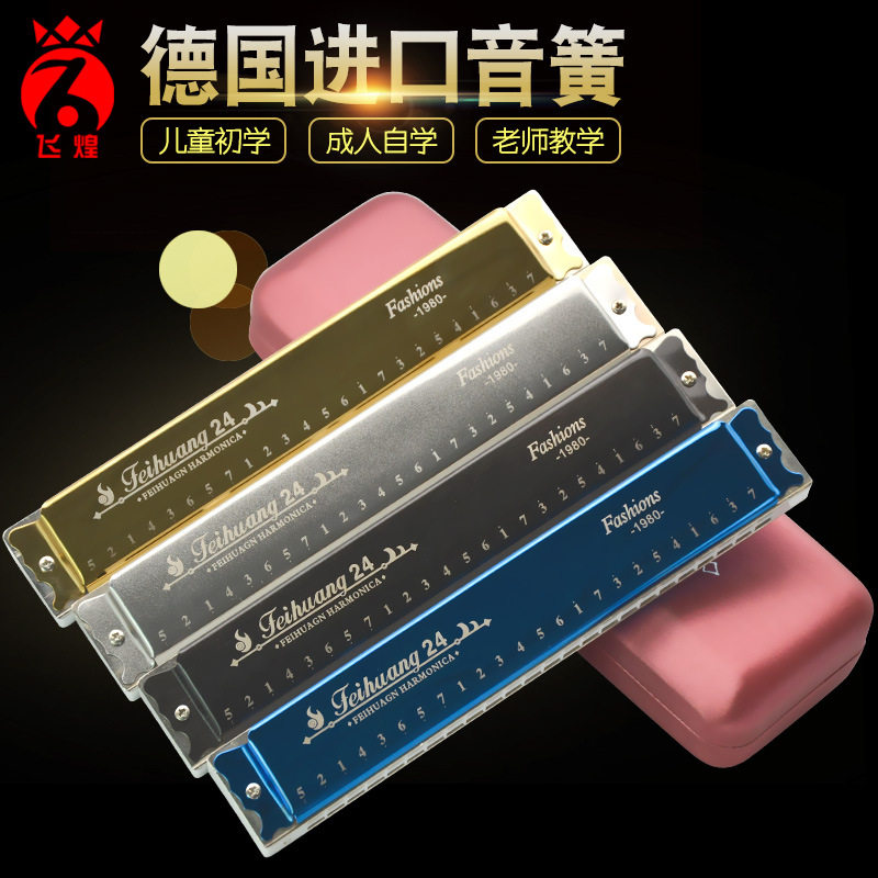 飞煌12调24孔复音C调口琴入门