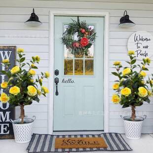 云汇山茶花地插树户外庭院家居装饰仿真假花
