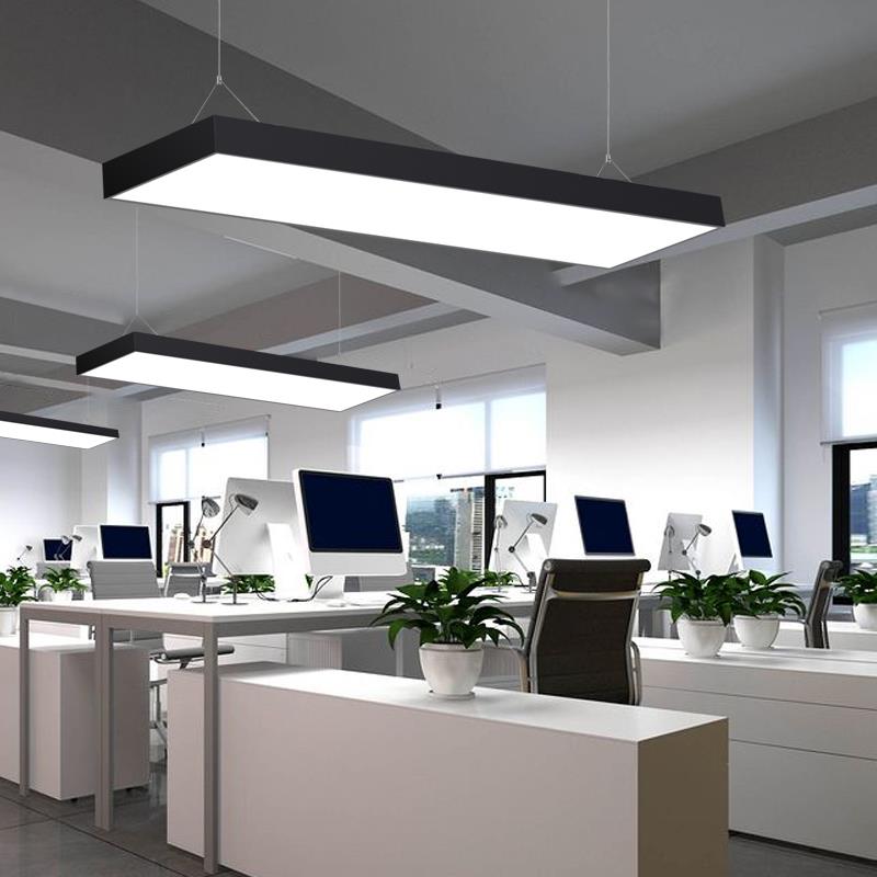 办公室LED长条商场超市美发店铺大厅写字楼超亮直播三色吸顶吊灯