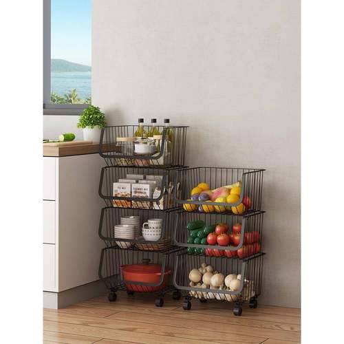 可移动小推车置物架多层落地厨房卧室金属收纳架夹缝储物架带轮