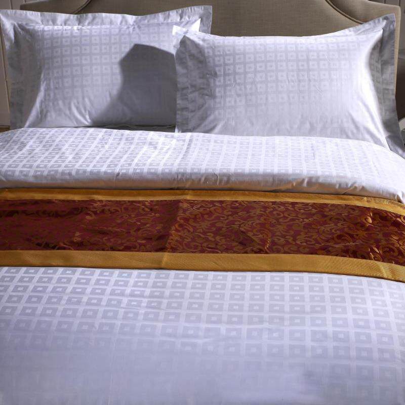 家纺40支60支缎格缎条四件套酒店床上用品回格字款式