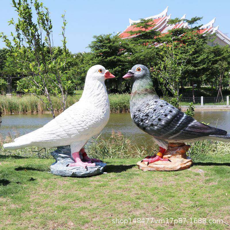 创意酒店花园树脂玻璃钢鸟类模型装饰工艺品户外仿真鸽子开业摆件