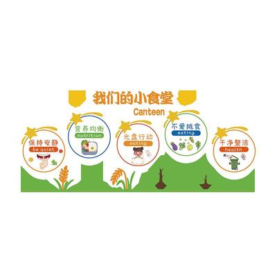午托管班中心小饭桌学校食堂文化墙面装饰贴画幼儿园文明用餐标语
