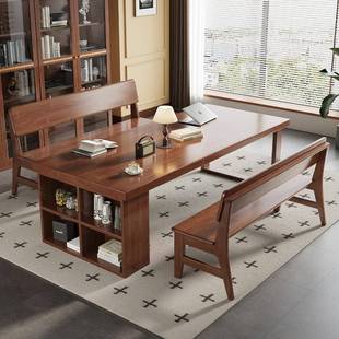 全实木大板书桌写字台家用双人学习桌书房电脑桌多人阅读办公桌